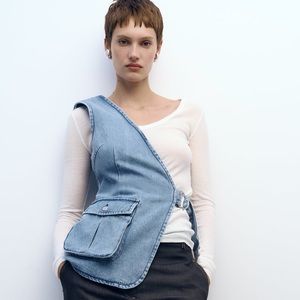 ZARA ASYMMETRIC DENIM VEST TOP